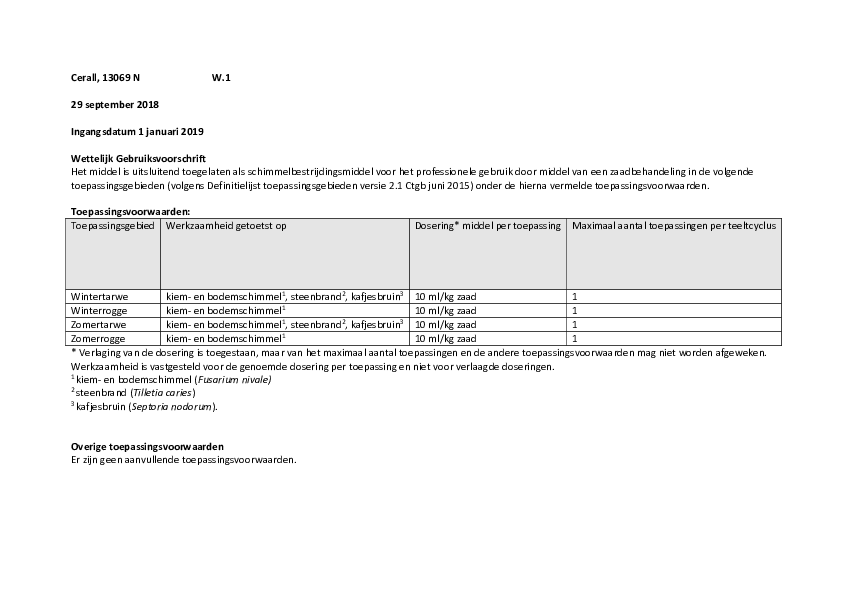 Cerall - Wettelijk Gebruiksvoorschrift
