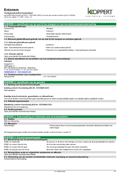 Entonem - Veiligheidsinformatieblad