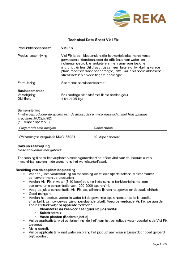 Tecnical Data Sheet Vici Fix