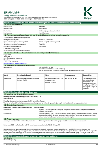 Trianum-P - Veiligheidsinformatieblad