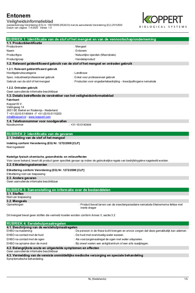 Entonem - Veiligheidsinformatieblad