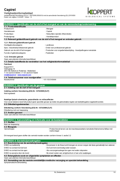 Capirel - Veiligheidsinformatieblad