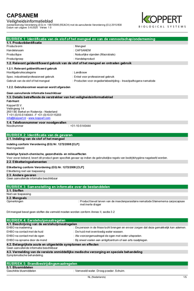 Capsanem - Veiligheidsinformatieblad
